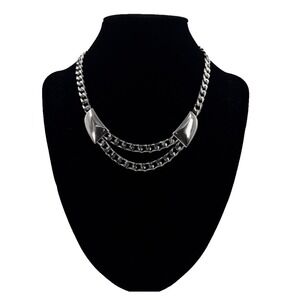 Trifari Chunky Silver Tone Double Chain Link Necklace